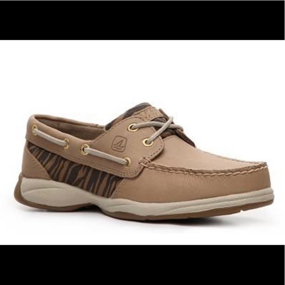 Sperry Intrepid Boat Shoe Linen Brown ZEBRA Women's Size 7M